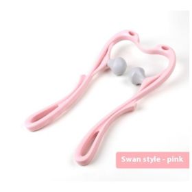 Multifunctional Manual Six-wheel Neck Massager Massage Relieve Roller Massage Tool (Option: Swan pink)