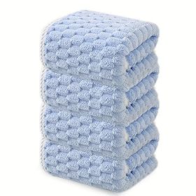"Professional-Grade Microfiber Waffle Towels - Super Absorbent Textured Design for Hair Salons, Spas & Athletic Facilities" (Quantity: 4 piece set blue)