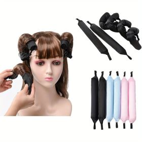 12PCS Lazy Hair Curler Set with Button Foam Rollers Big Wavy Curling Tube Foam Hair Curling Tool (Color: Blue)