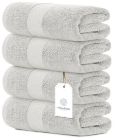 Luxury Bath Towels Set of 4 Large 700 GSM Cotton Ultra Soft Bath Towels 27x54 inch Highly Absorbent and Quick Dry Hotel Towels for Bathroom Luxur (Brand: White Classic)