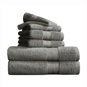 Soft Linen Luxury 6 Piece Towel Set, 2 Bath Towels 2 Hand Towels 2 Washcloths (Color: Gray)