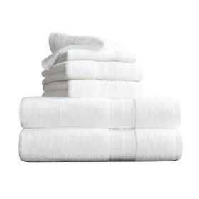Soft Linen Luxury 6 Piece Towel Set, 2 Bath Towels 2 Hand Towels 2 Washcloths (Color: White)