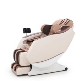 3D Full Body Zero Gravity Shiatsu Electric Massage Chair SL-Track Recliner with Airbag Speaker LCD Touch Screen+Mini Remote Voice Control Back He (Color: Beige)