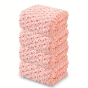 Waffle Ultra-soft Bath Towel 4/1pc, Super Absorbent And Quick-drying Adult Ultra-fine Fiber Towel, Quick-drying Textured Towel (Quantity: 4pcs pink)
