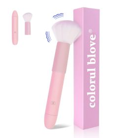 2-in-1 Massager and Makeup Brush Tool, 10 Vibration Modes Stimulator, Detachable Brush Head, Rechargeable Personal Massager, Waterproof Rinse-Fri (Color: Pink)