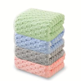 "Premium 4-Piece Waffle Weave Microfiber Bath Towel Set - Ultra-Soft & Quick-Drying Spa/Gym Towels for Adults with Honeycomb Texture" (Quantity: 4-piece set mixed colors)